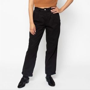 Los Angeles Apparel Black Cotton Twill Relaxed Pant